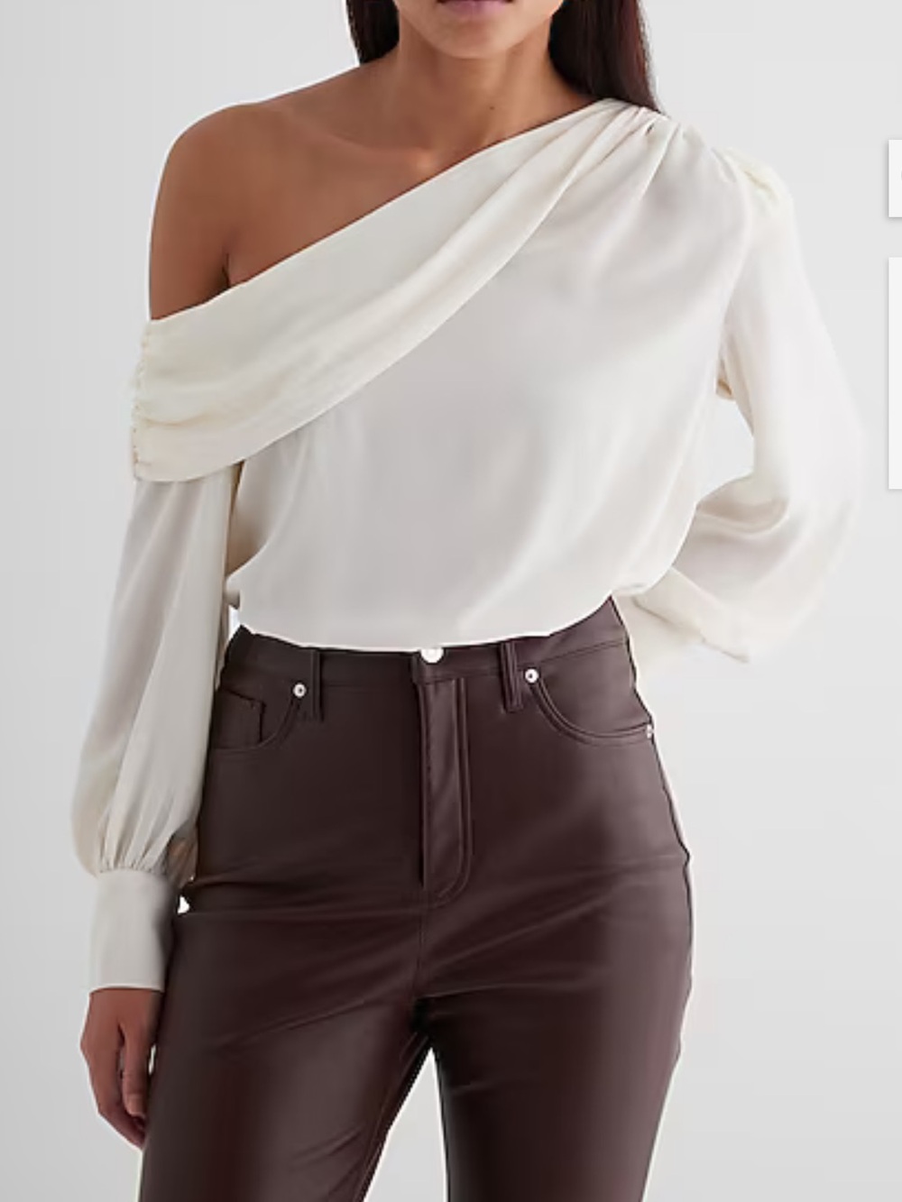 Express - Off The Shoulder Draped Balloon Sleeve Bodysuit